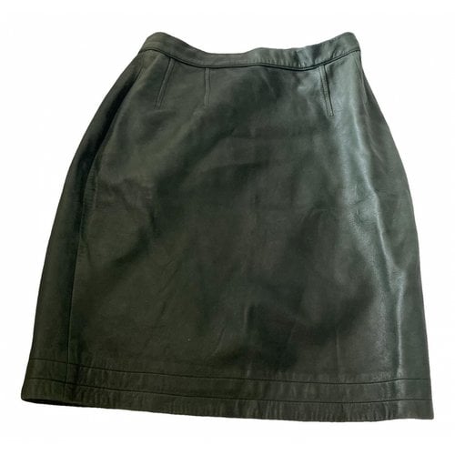 Pre-owned Saint Laurent Leather Mid-length Skirt In Green