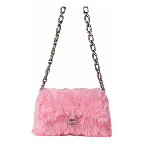 Pre-owned Balenciaga Downtown Faux Fur Handbag In Pink