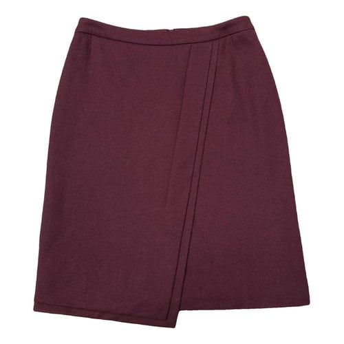 Pre-owned Hugo Boss Wool Mid-length Skirt In Burgundy