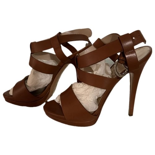 Pre-owned Casadei Leather Sandals In Camel