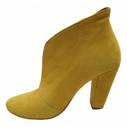 Pre-owned Ganni Western Boots In Yellow