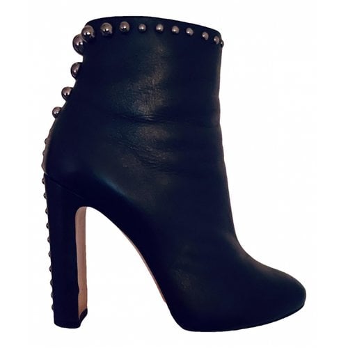 Pre-owned Ninalilou Leather Ankle Boots In Black