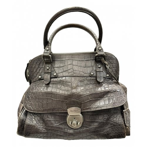 Pre-owned Max Mara Atelier Leather Handbag In Grey