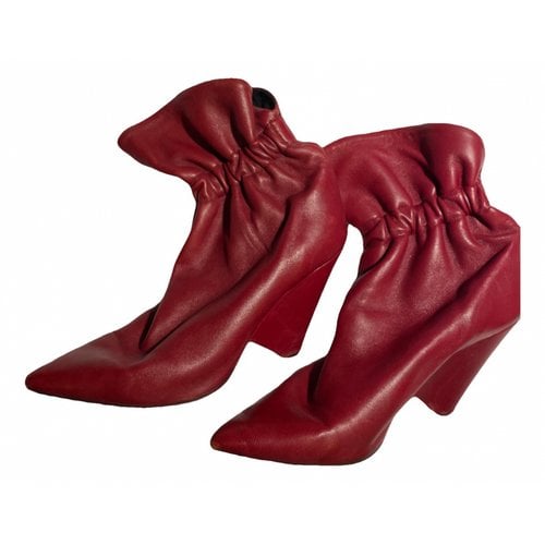 Pre-owned Isabel Marant Leather Boots In Burgundy