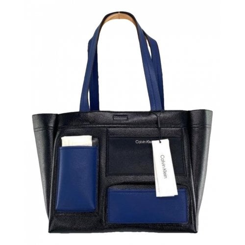 Pre-owned Calvin Klein Leather Tote In Blue