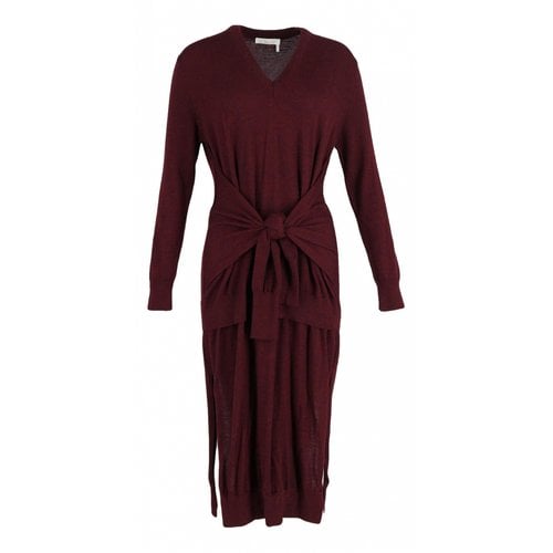 Pre-owned Chloé Wool Mid-length Dress In Burgundy
