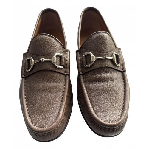 Pre-owned Gucci Leather Flats In Brown