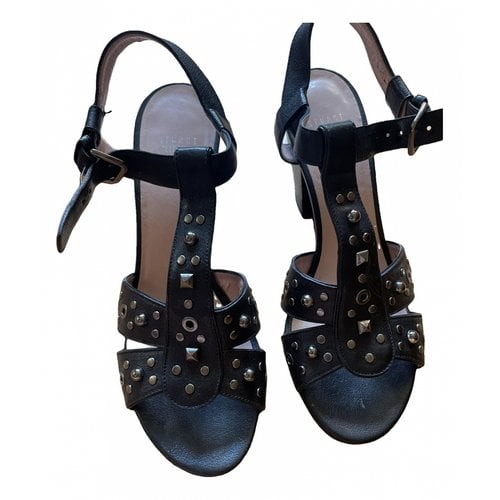 Pre-owned Stuart Weitzman Leather Sandal In Black