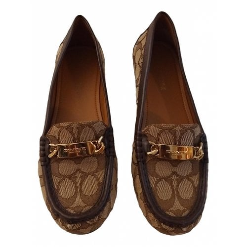 Pre-owned Coach Cloth Flats In Brown