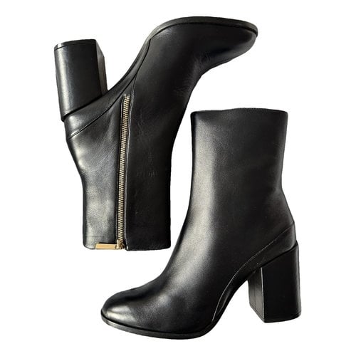 Pre-owned Dear Frances Leather Ankle Boots In Black