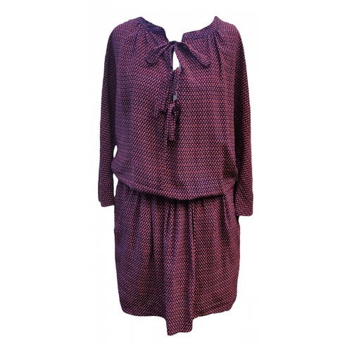 Pre-owned Maje Silk Mid-length Dress In Burgundy