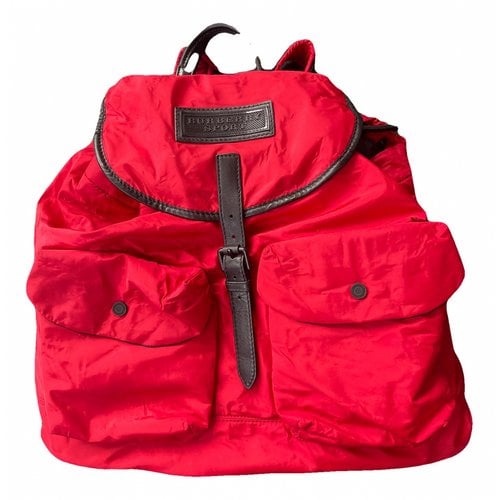 Pre-owned Burberry Cloth Backpack In Red