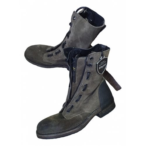Pre-owned Blauer Leather Boots In Khaki