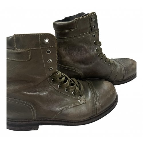 Pre-owned Diesel Leather Boots In Khaki
