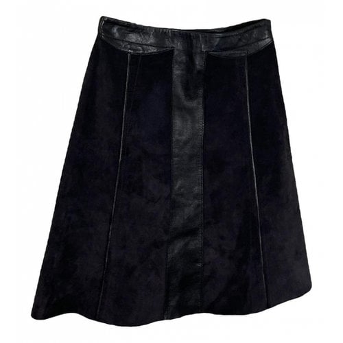 Pre-owned Derek Lam Leather Mid-length Skirt In Black