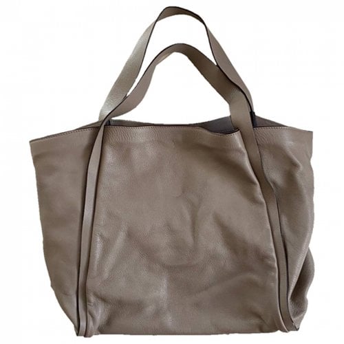 Pre-owned Akris Leather Tote In Beige