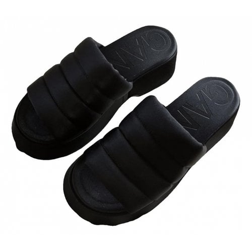 Pre-owned Ganni Cloth Sandal In Black
