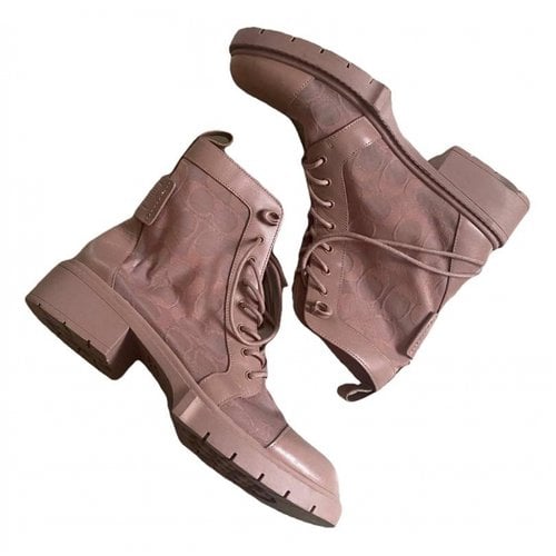 Pre-owned Coach Cloth Boots In Pink