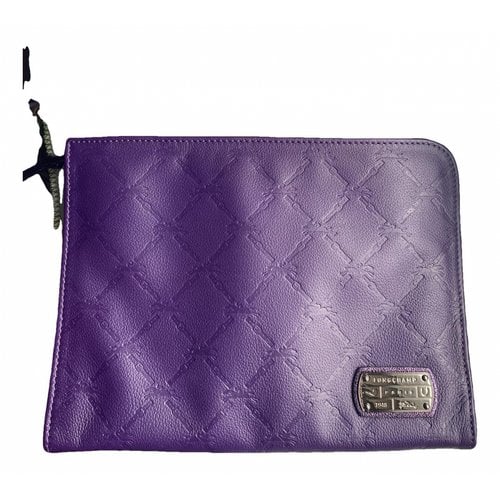 Pre-owned Longchamp Leather Clutch Bag In Purple