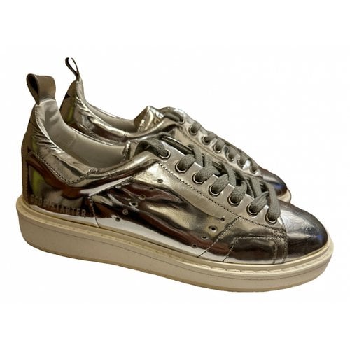 Pre-owned Golden Goose Starter Leather Trainers In Silver