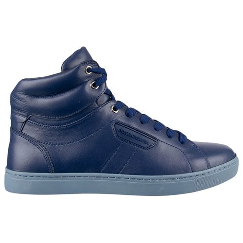 Pre-owned Dolce & Gabbana Leather High Trainers In Blue
