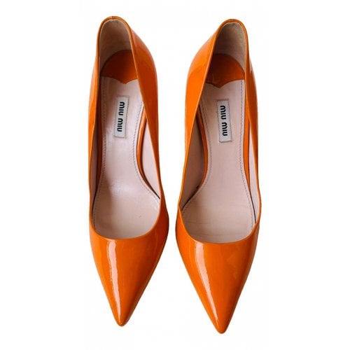 Pre-owned Miu Miu Patent Leather Heels In Orange