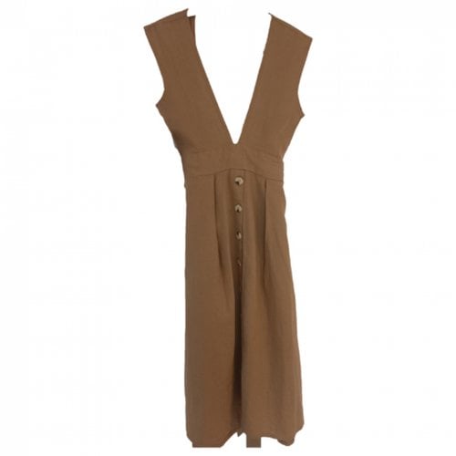 Pre-owned Faithfull The Brand Linen Mid-length Dress In Brown