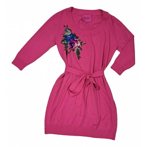 Pre-owned Kenzo Wool Mid-length Dress In Pink