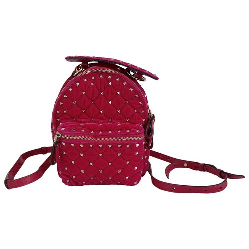 Pre-owned Valentino Garavani Velvet Backpack In Pink