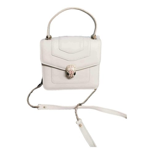 Pre-owned Bvlgari Serpenti Leather Crossbody Bag In White