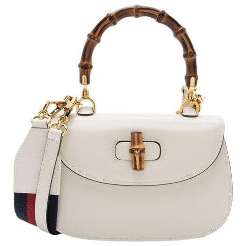 Pre-owned Gucci Bamboo Leather Satchel In White