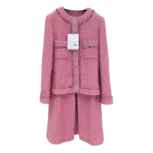Pre-owned Chanel Tweed Coat In Pink