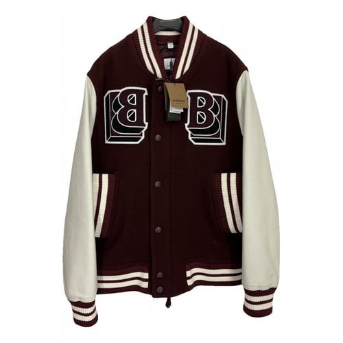 Pre-owned Burberry Leather Jacket In Burgundy