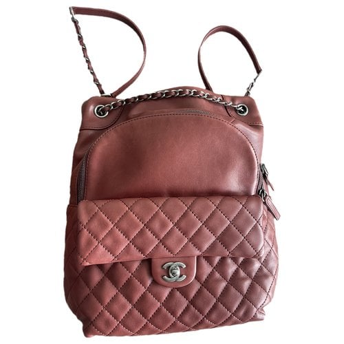Pre-owned Chanel Timeless/classique Chain Leather Backpack In Burgundy