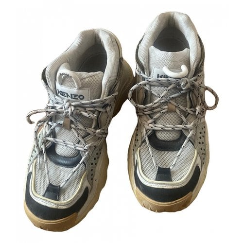 Pre-owned Kenzo Pony-style Calfskin Trainers In White