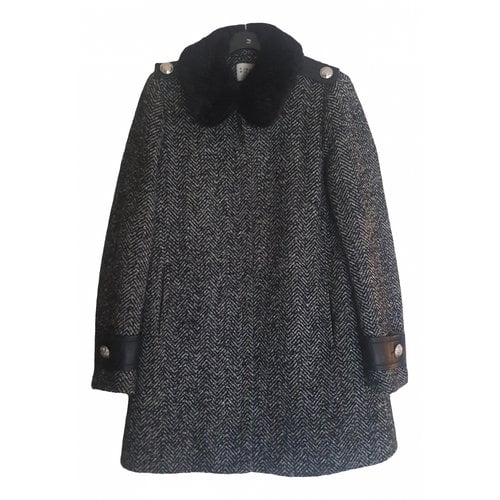 Pre-owned Claudie Pierlot Faux Fur Coat In Black