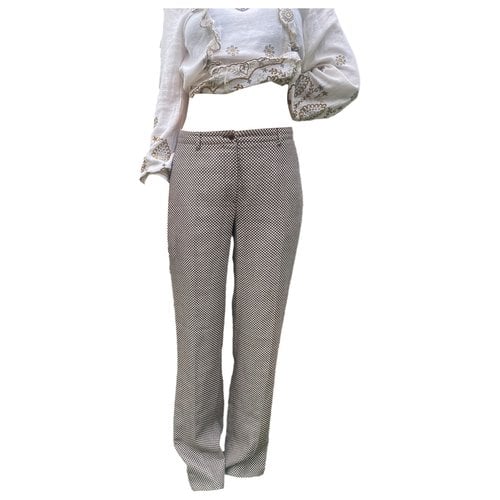 Pre-owned Miu Miu Linen Trousers In Brown