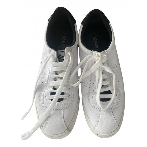 Pre-owned Superga Leather Trainers In White