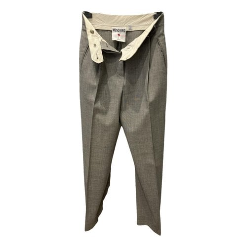 Pre-owned Moschino Wool Trousers In Grey