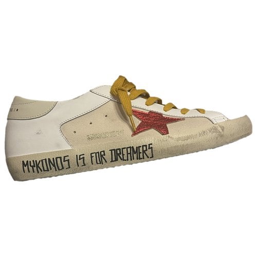 Pre-owned Golden Goose Superstar Leather Trainers In White
