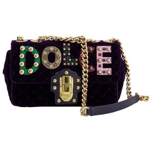 Pre-owned Dolce & Gabbana Lucia Velvet Handbag In Purple