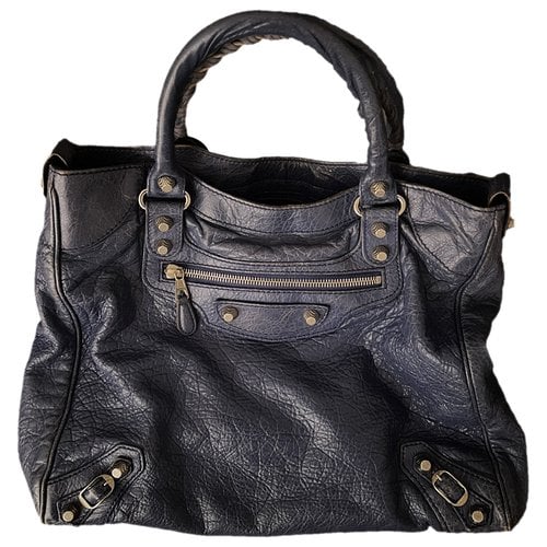 Pre-owned Balenciaga Vélo Leather Handbag In Blue