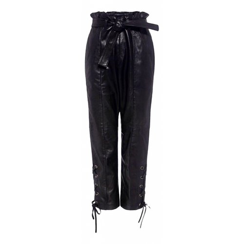 Pre-owned Marissa Webb Leather Straight Pants In Black