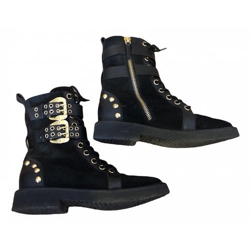 Pre-owned Giuseppe Zanotti Leather Lace Up Boots In Black