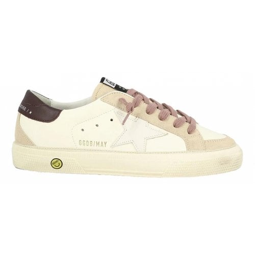 Pre-owned Golden Goose May Leather Trainers In Beige