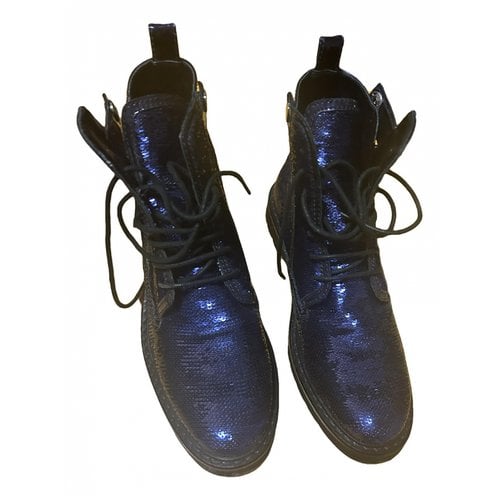 Pre-owned Armani Exchange Glitter Boots In Blue