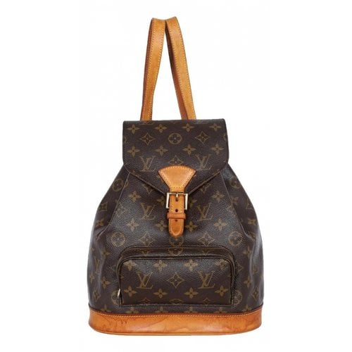 Pre-owned Louis Vuitton Montsouris Leather Backpack In Brown