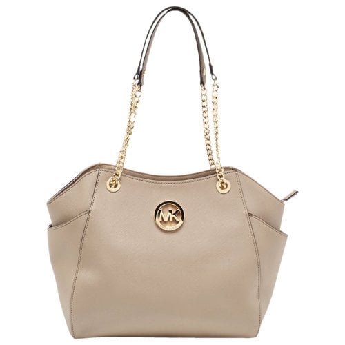 Pre-owned Michael Michael Kors Leather Tote In Beige