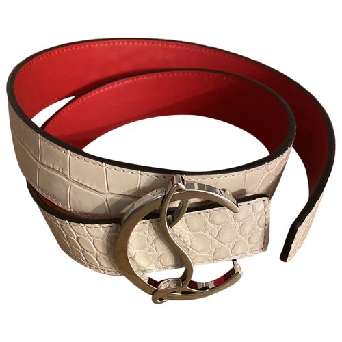 Pre-owned Christian Louboutin Leather Belt In Ecru