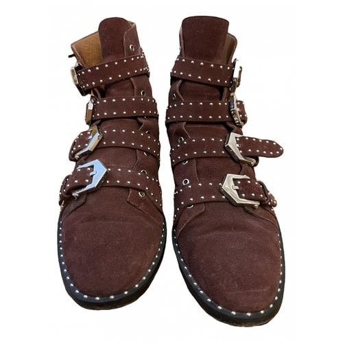 Pre-owned Givenchy Buckled Boots In Burgundy